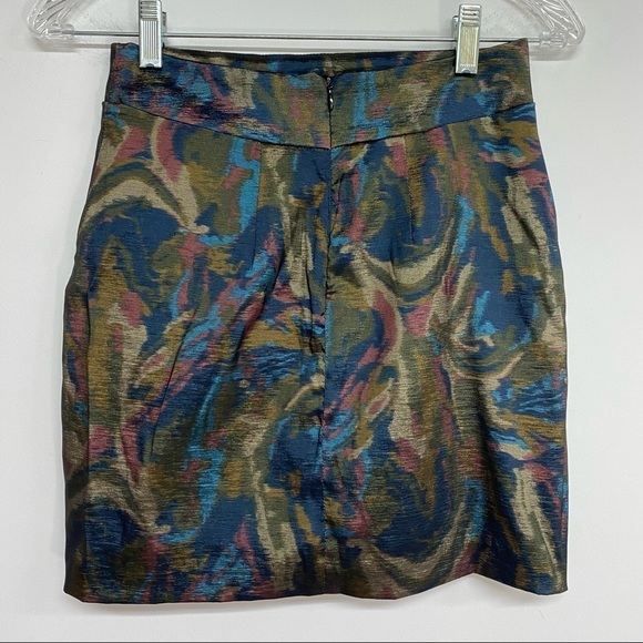 Many Belles Down Abstract Blue Green Mini Skirt ESTIMATED SIZE XXS - Picture 2 of 7